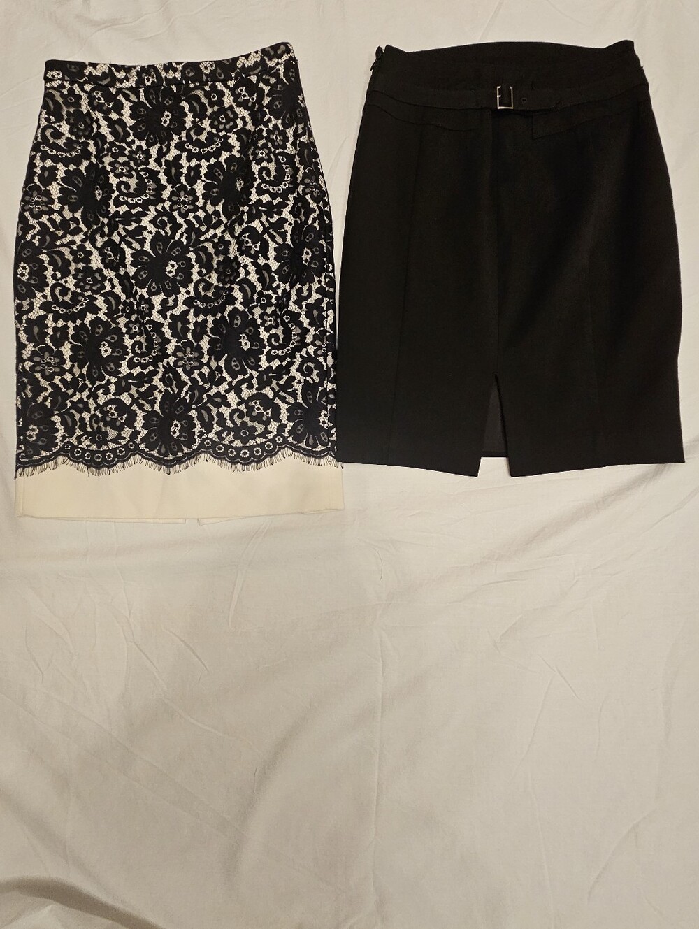 The Limited Scandal Edition Black Lace Overlay Pencil Skirt with Cream Hem